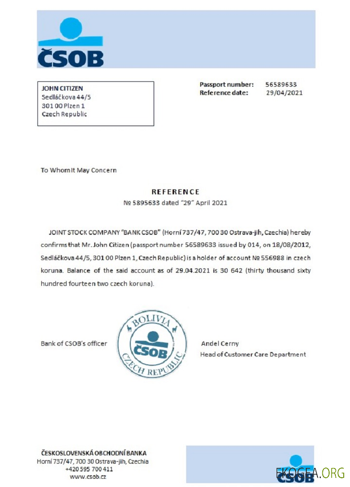 République tchèque , CSOB , reference